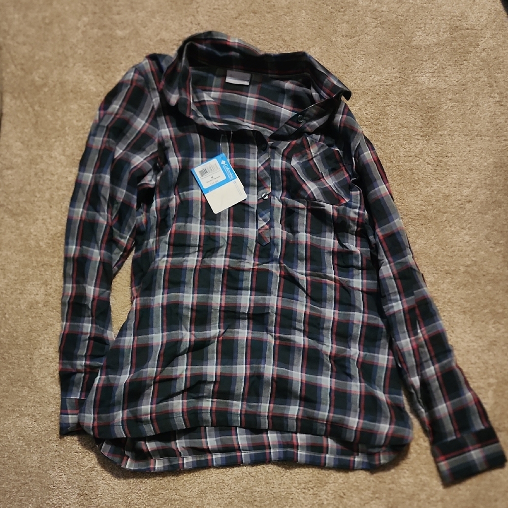 Columbia Kids Plaid Button Down Shirt - Blue and Red